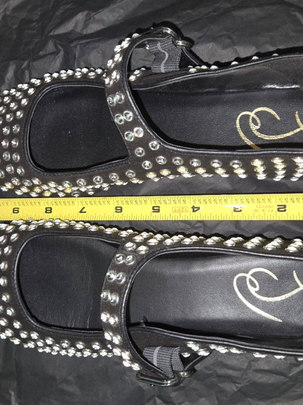 Sam Edelman Crystal Studded Mary Jane Flats – Black Rhinestone Ballet Flats – Wo - Picture 9 of 10